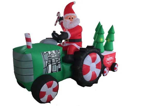 7FT Inflatable Santa Claus Drive Tractor with Christmas Tree LED Lights Outdoor Indoor Holiday Decorations
