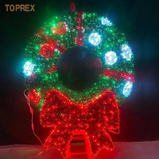 Toprex LED Outdoor Xmas Tree Hanging Wreath Decorative Light for Christmas Decoration 