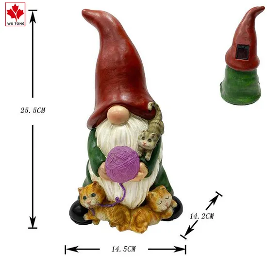 Customized Resin Spring Faceless Gnome Figurine Solar Light Gnome Statue Garden Decoration 