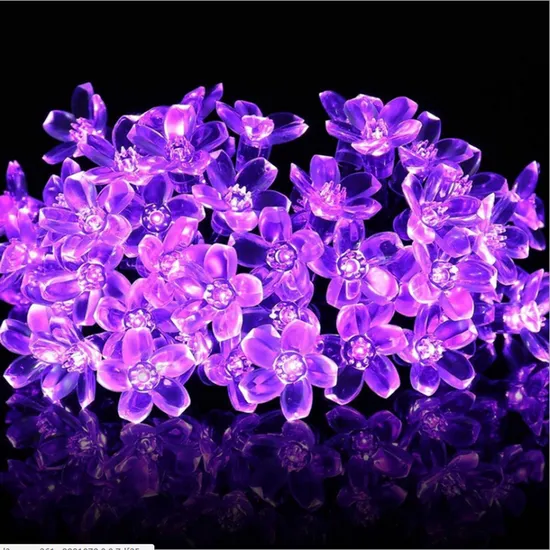 Solar Light Peach Blossom Lantern Outdoor Garden Decoration LED String Light 