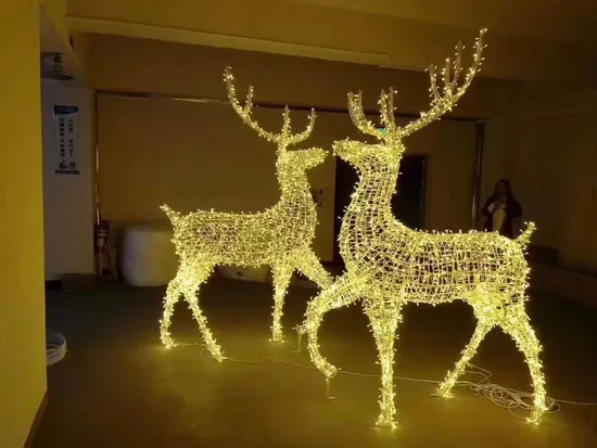 Waterproof Xmas Decorations Commercial 3D LED Motif Lights Reindeer Wreath Light 