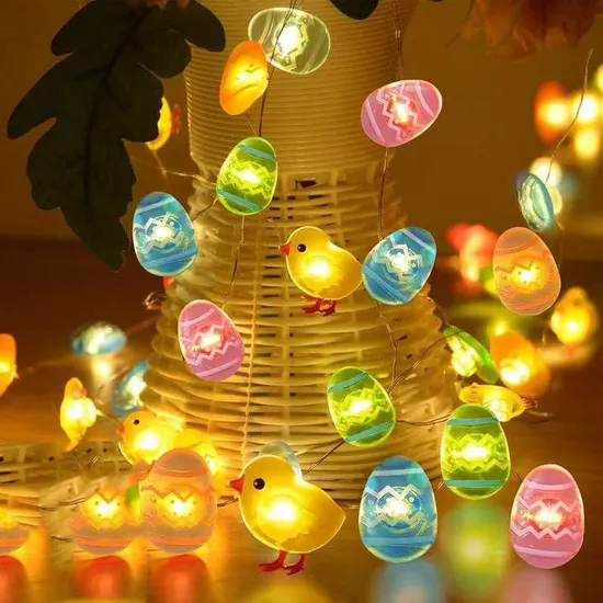 LED Lights Stiring for Easter Decorations Battery Operated for Garland Spring Wreath Decor Mini Lighted Eggs for Home Classroom Hunt Party Mantle 