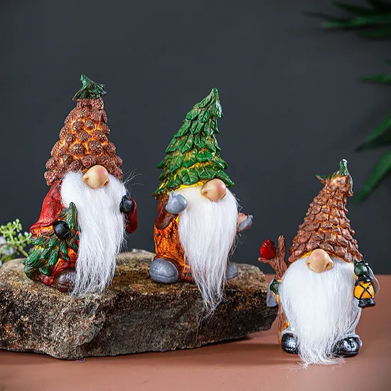 Wholesale Garden Dwarf Statue LED Light Christmas Gnome Resin Craft Home Decoration 