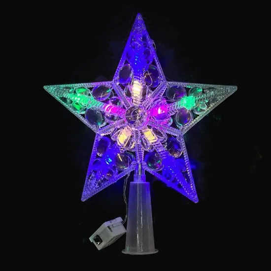 2024 New Lighted Tree Top Transparent with Lights Pentagon Christmas Tree Decoration 