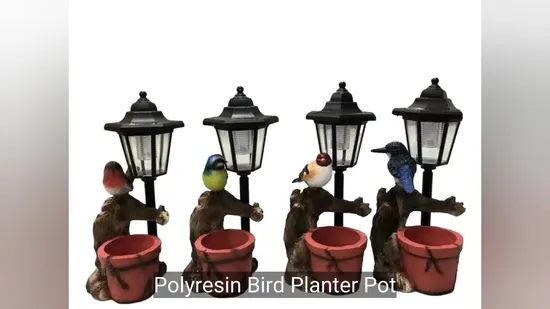 Polyresin Bird Solar Light Garden Decorations 