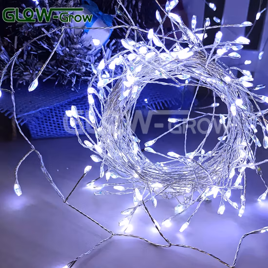 300 LEDs Sliver Wire Firecracker Firefly Fairy Lights Waterproof Cluster Starry String Lights for Ceiling Bedroom Wreath Window Wedding Christmas Decoration